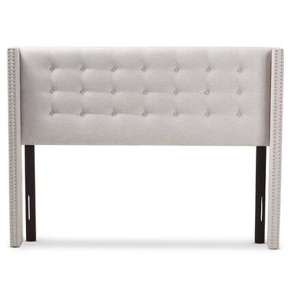Front. Baxton Studio - Ginaro Modern And Contemporary Fabric Button-Tufted Nail head King Size Winged Headboard - Greyish Beige.