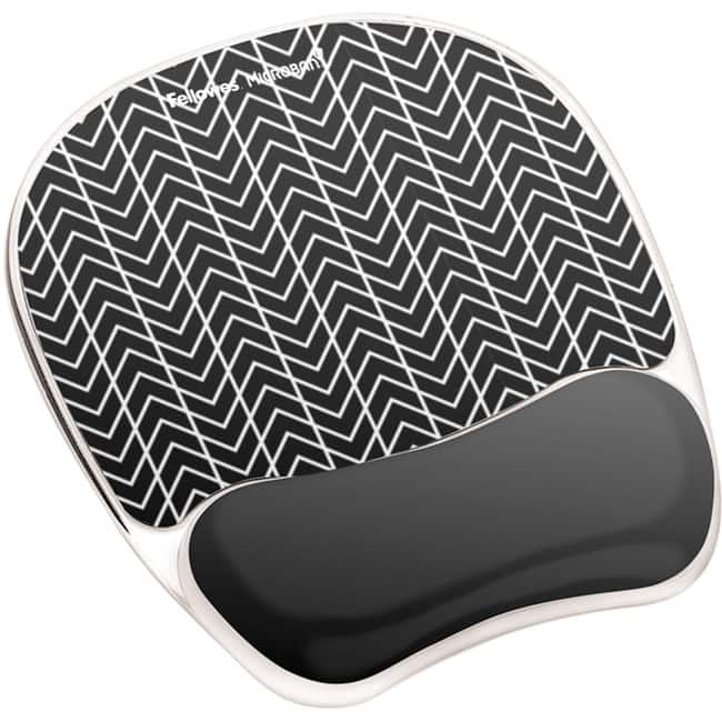 Fellowes - Photo Gel Mouse Pad Wrist Rest with Microban&reg; - Black Chevron - Chevron - 9.25" Height x 7.88" Width x - Black,White