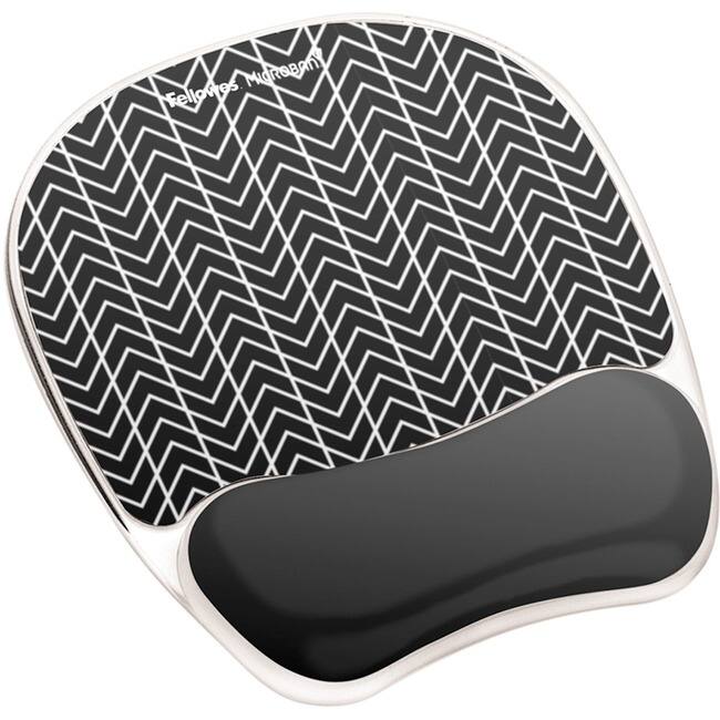 Fellowes - Photo Gel Mouse Pad Wrist Rest with Microban&reg; - Black Chevron - Chevron - 9.25" Height x 7.88" Width x - Black,White