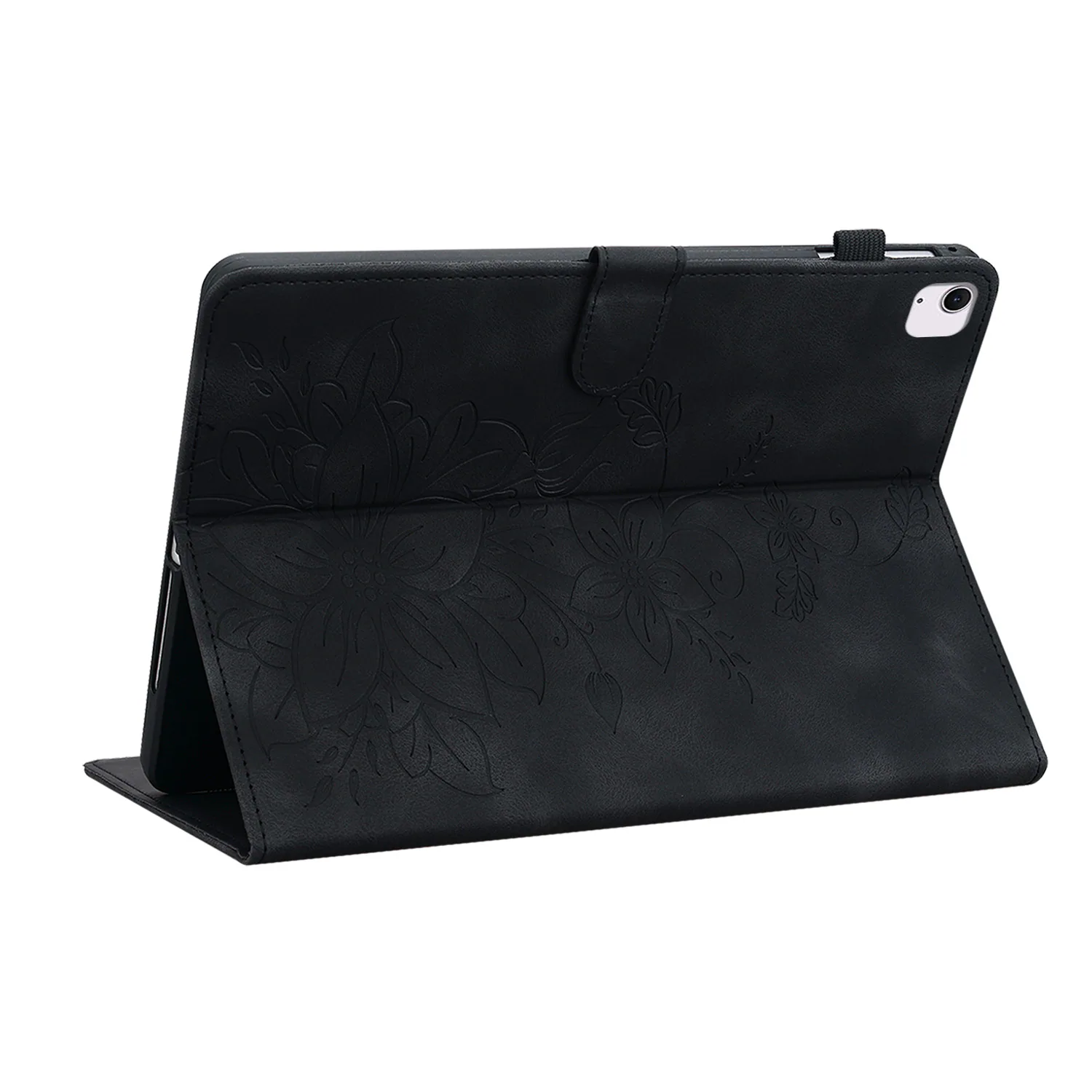 Left. Dteck - For Apple iPad Air (M4) 13" 2026/M3 2025/M2 2024 & iPad Pro 12.9" 3rd-6th Flip Card Holder Leather Cover Anti-Slip Stand - Black.