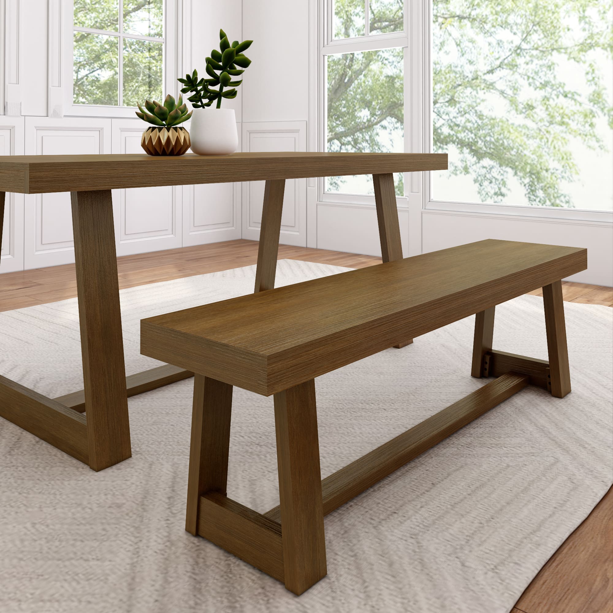 Plank+Beam - Classic Dining Bench - Pecan Wirebrush