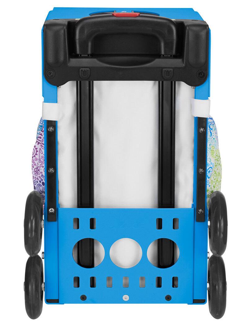 Angle. Zuca - Zuca Rainbow Color Explosion Sport Insert Bag & Blue Frame with Flashing Wheels - Two-Tone.