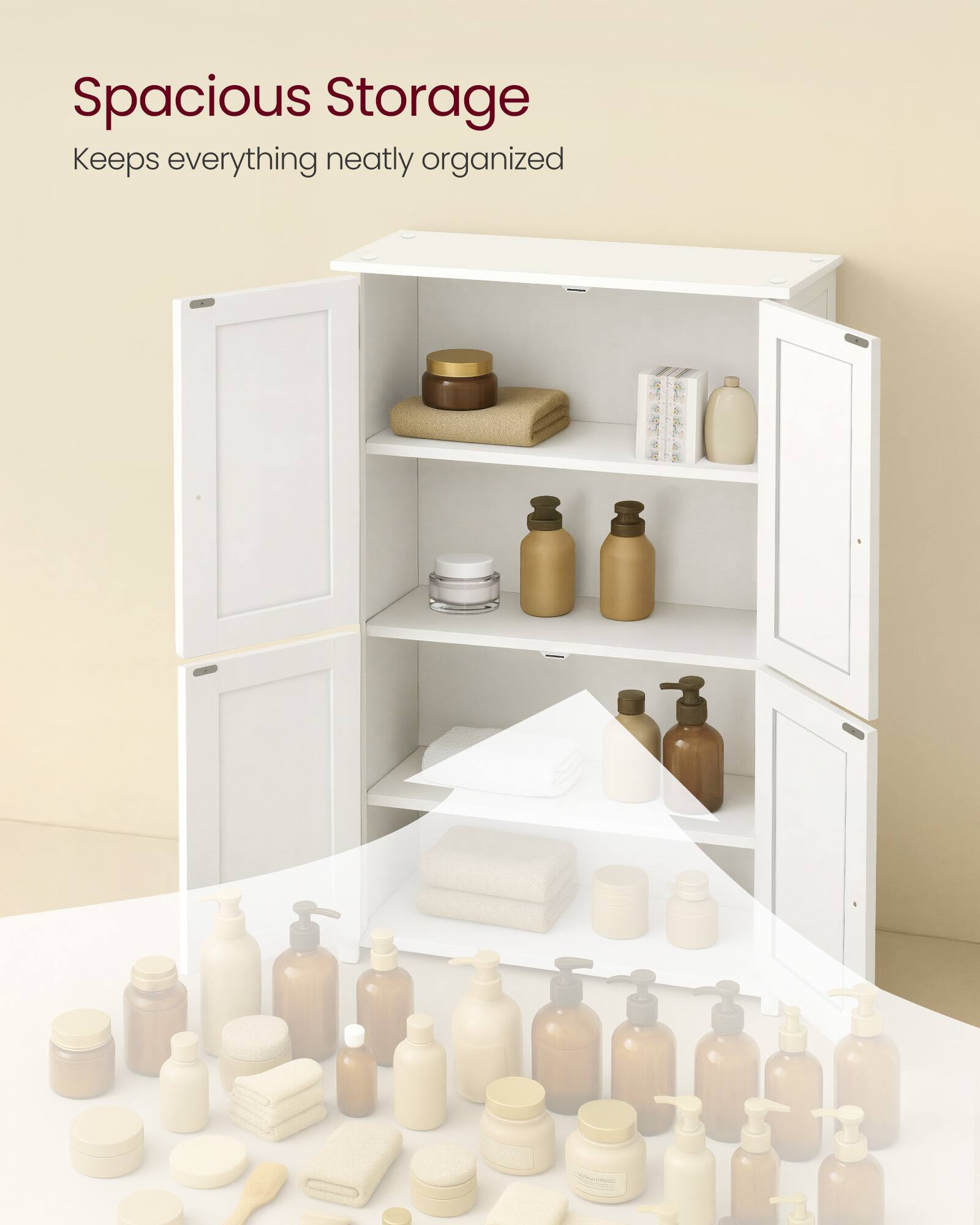 Spacious Storage  
Keeps everything neatly organized