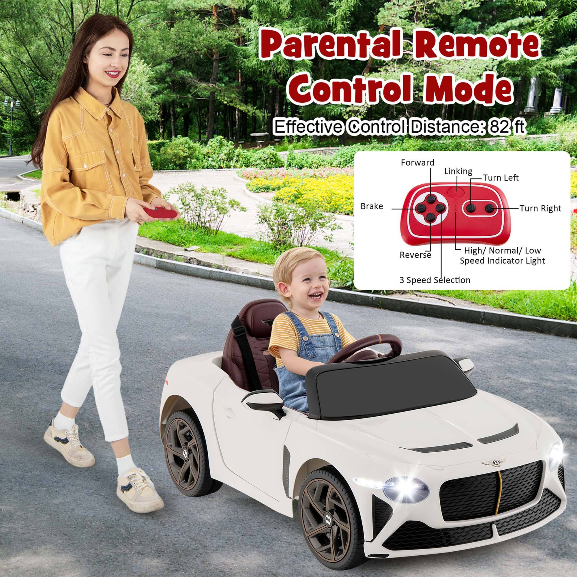 Parental Remote Control Mode  
Effective Control Distance: 82 ft  

Forward  
Brake  
Reverse  
Linking  
Turn Left  
Turn Right  
High/ Normal/ Low Speed Indicator Light  
3 Speed Selection