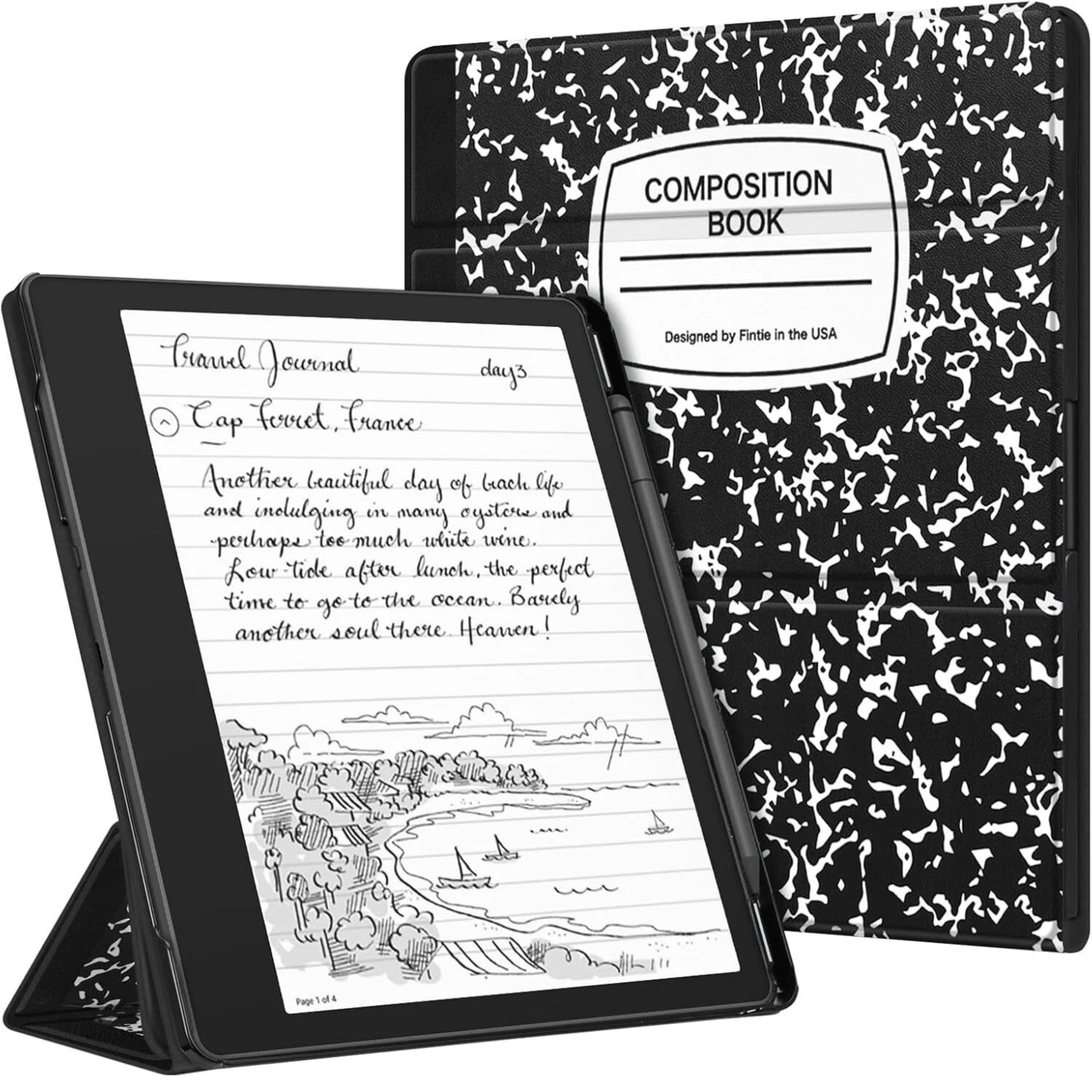 Kitcheniva - Adjustable Stand Case For Kindle Scribe 10.2 Inch First Generation - Black and White