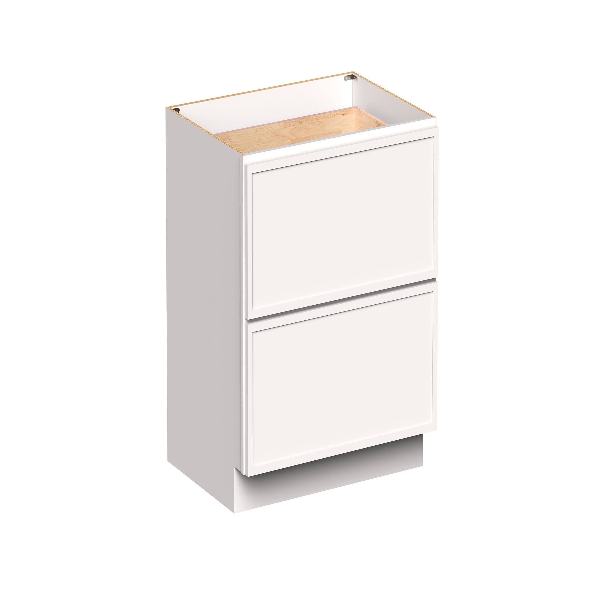 Angle. Boyel Living - 33-in W x 34.5-in H x 24-in D Slim Shaker RTA Kitchen 2-Drawer Base Cabinet with Soft-Close Drawers - Snow White.