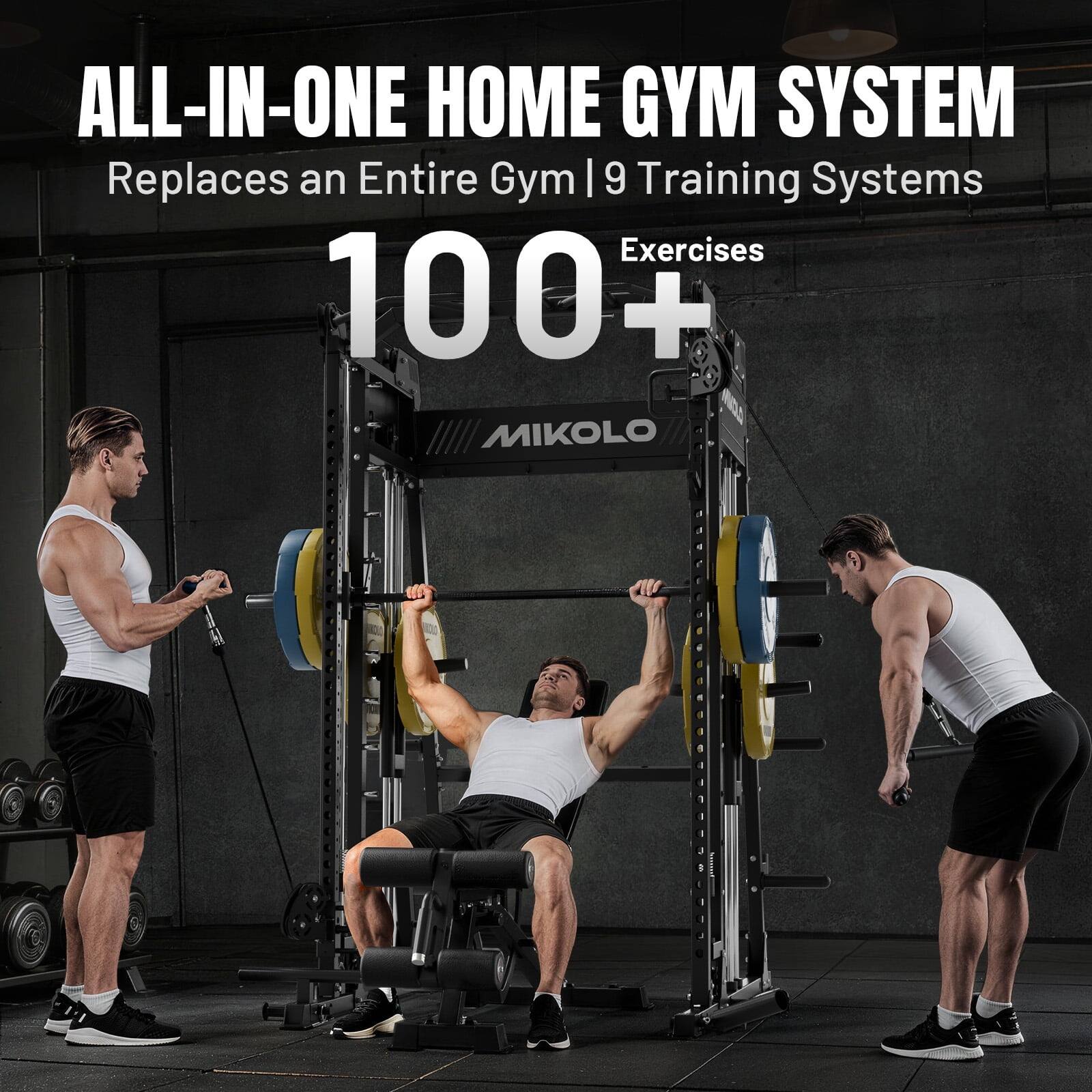 ALL-IN-ONE HOME GYM SYSTEM  
Replaces an Entire Gym | 9 Training Systems  
100+ Exercises  
MIKOLO
