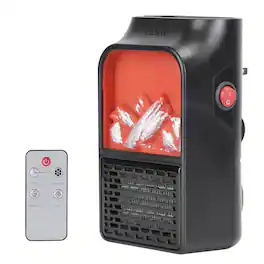 Loheer - 800W Plug-In Wall Outlet Space Heater with Ceramic Heating, Remote Control and Rotatable Plug