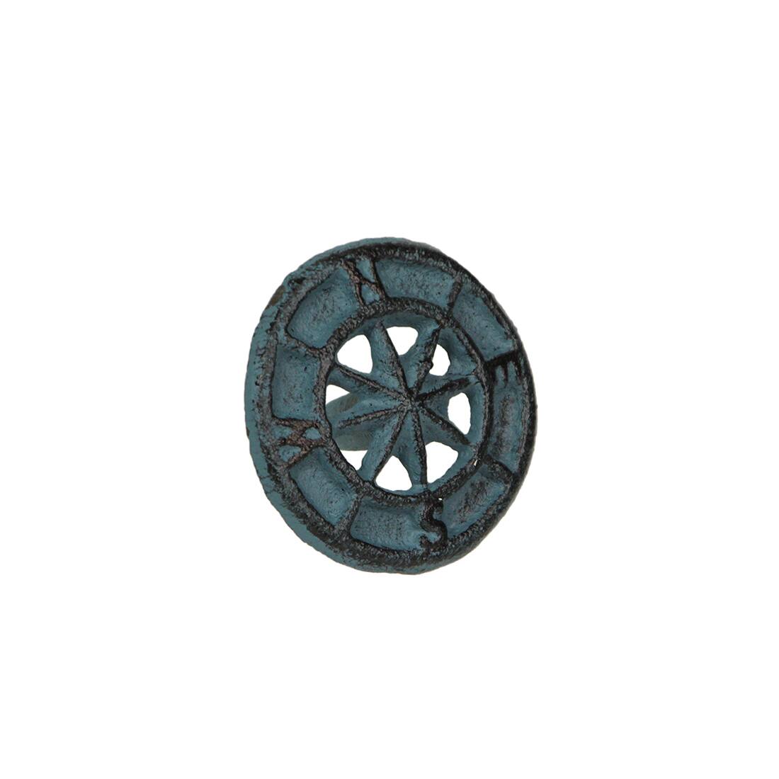 Alt View 1. Zeckos - Set of 12 Light Blue Cast Iron Compass Rose Drawer Pulls Cabinet Hardware Knobs - Light Blue.