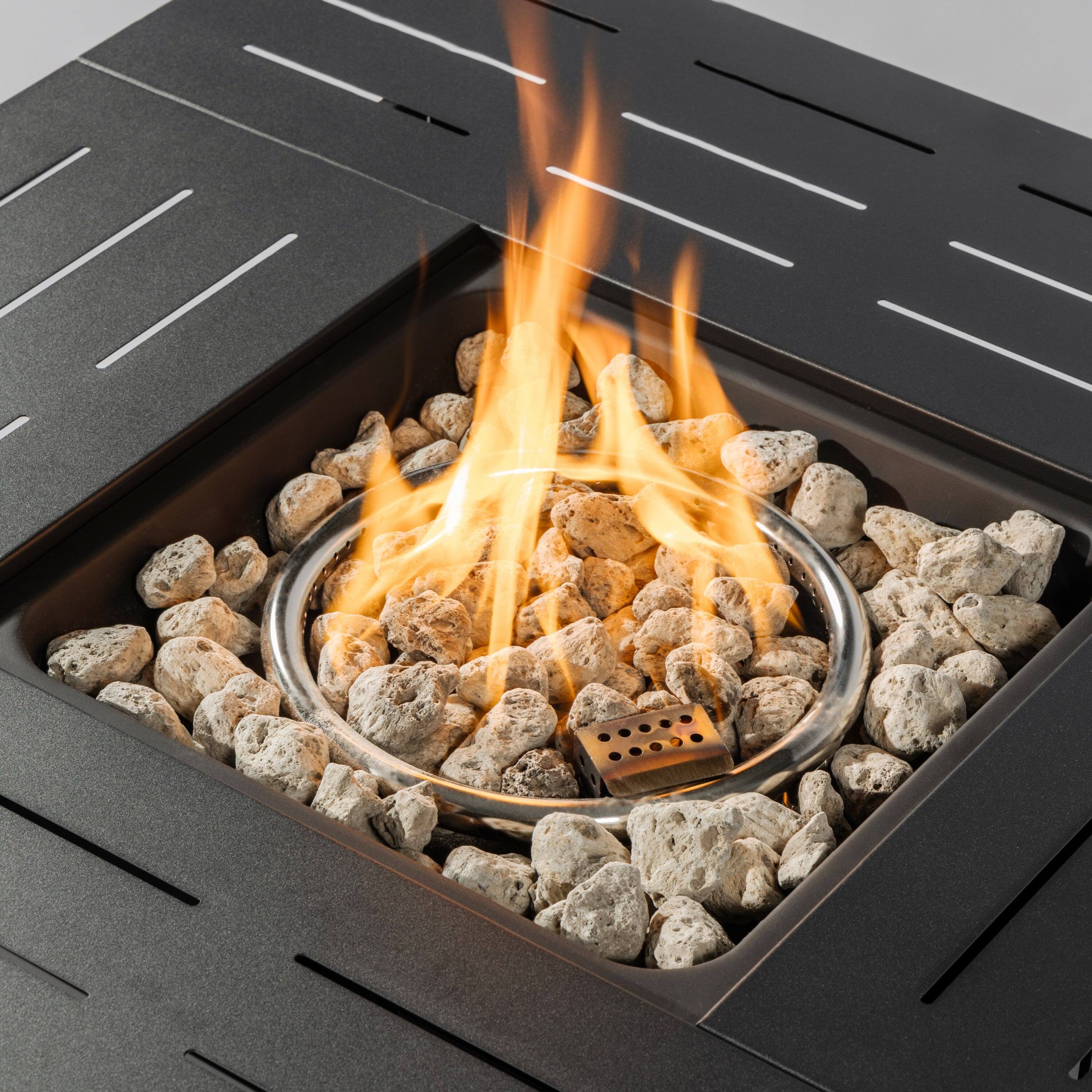 Alt View 7. Boyel Living - 34 Inch Rectangular Outdoor Propane Fire Pit Table with Steel Construction - Black.