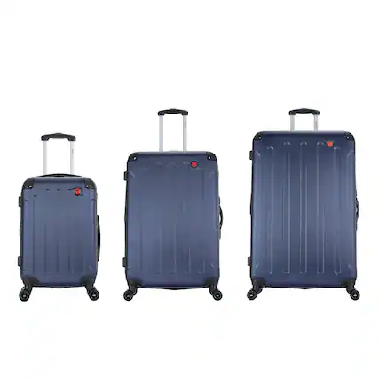 Front. DUKAP - Intely Smart Hardside 3 Piece Luggage Set 20"/28"/32" + USB Port + integrated weight scale - BLUE.