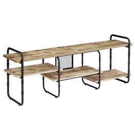 Vecelo - 63" Industrial TV Stand with Adjustable Shelves - Heavy Duty Metal Frame, 55lb Shelf Capacity,Brown - Gray