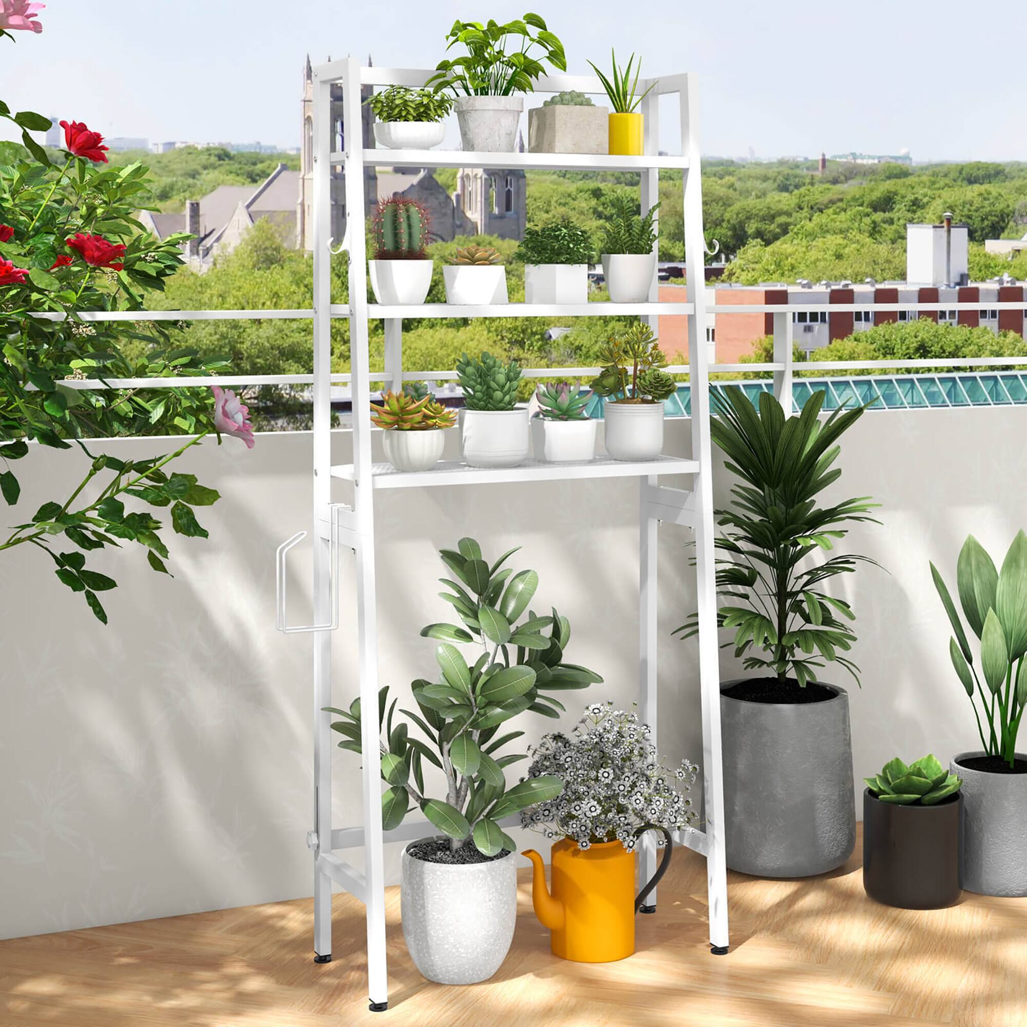Alt View 4. Gymax - Gymax 3-Tier Over The Toilet Storage Shelf w/ Adjustable Adjustable Bottom Bar - White.