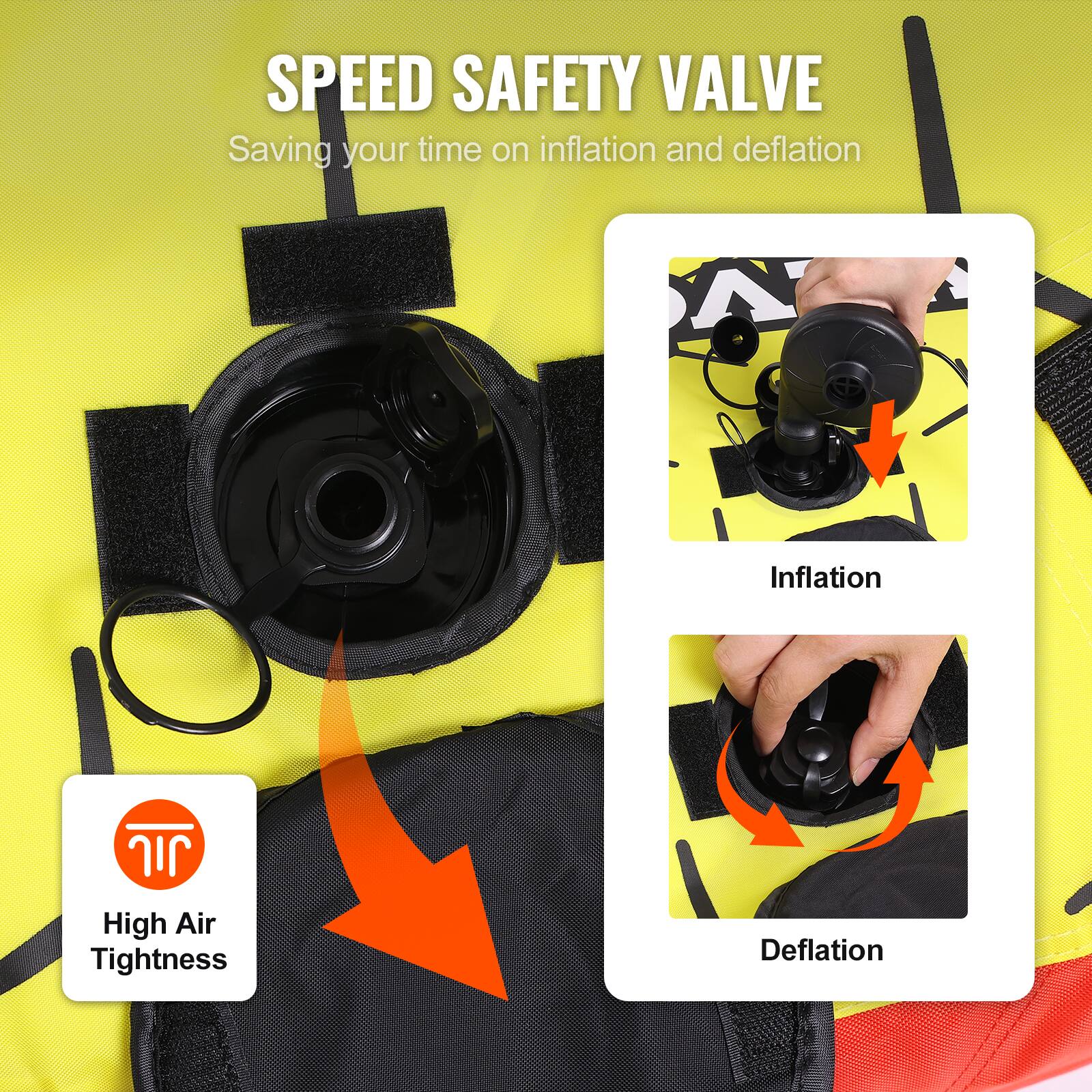 SPEED SAFETY VALVE, Saving your time on inflation and deflation, Inflation, Deflation, High Air Tightness