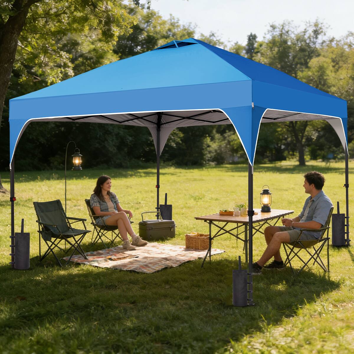 Angle. Ainfox - Ainfox 8x8 FT Pop up Canopy Tent Portable with One Push Setup, Carry Bag,4 Sand Bags,Easy Setup Outdoor - Blue.