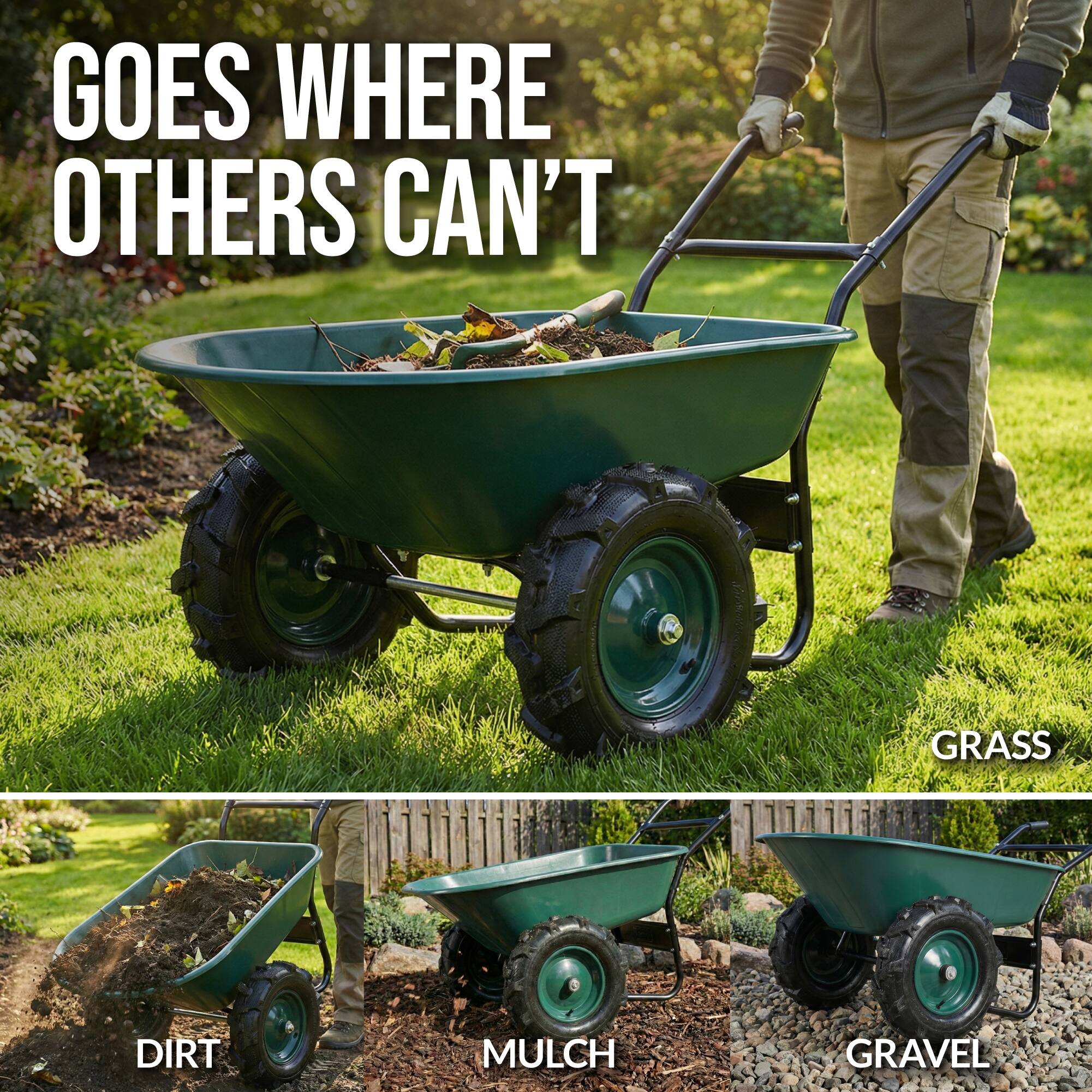 GOES WHERE OTHERS CAN'T

GRASS  
DIRT  
MULCH  
GRAVEL