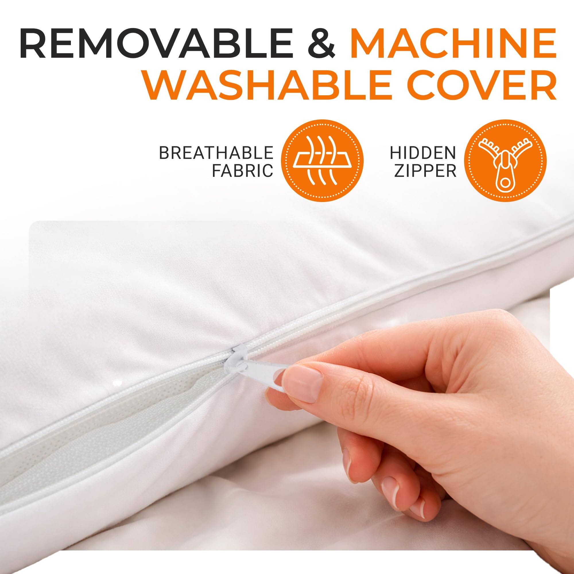 REMOVABLE & MACHINE WASHABLE COVER  
BREATHABLE FABRIC  
HIDDEN ZIPPER