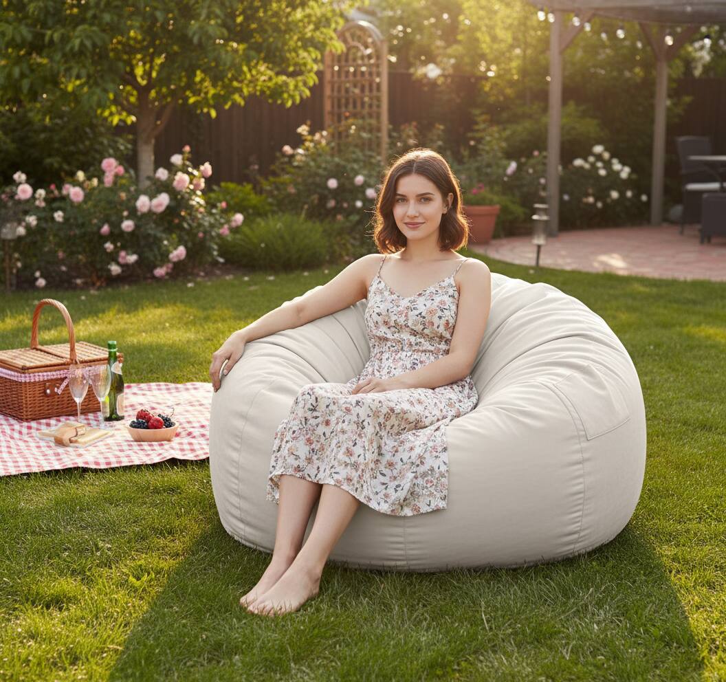 Alt View 2. AOITUN - Large 39" Adult Bean Bag Chair, Cream Waterproof Faux Leather Gaming Lounger with Storage Pocket - Gray.