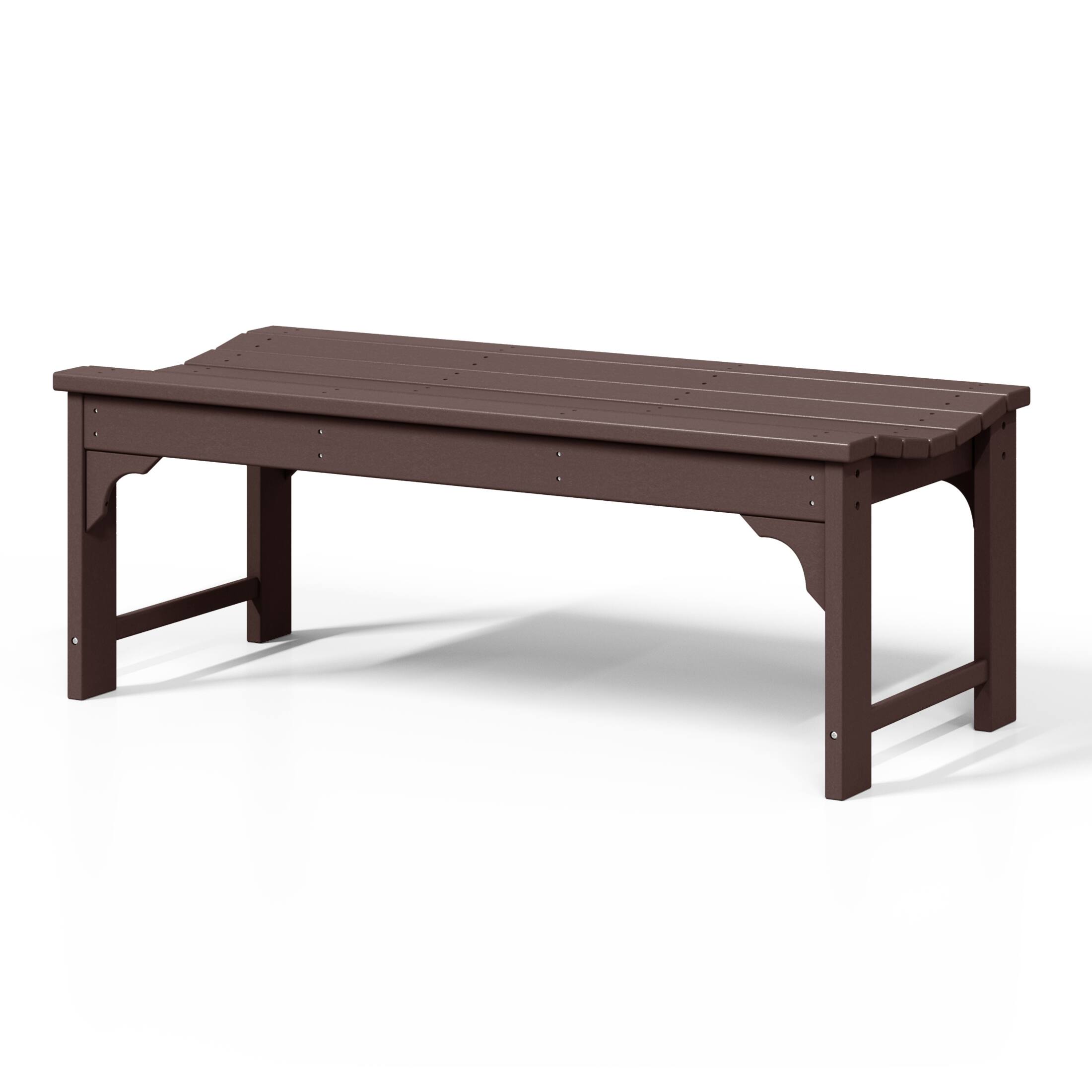 Back. WestinTrends - WestinTrends Malibu 48" length backless Poly Wood Outdoor / Garden bench - Dark Brown.