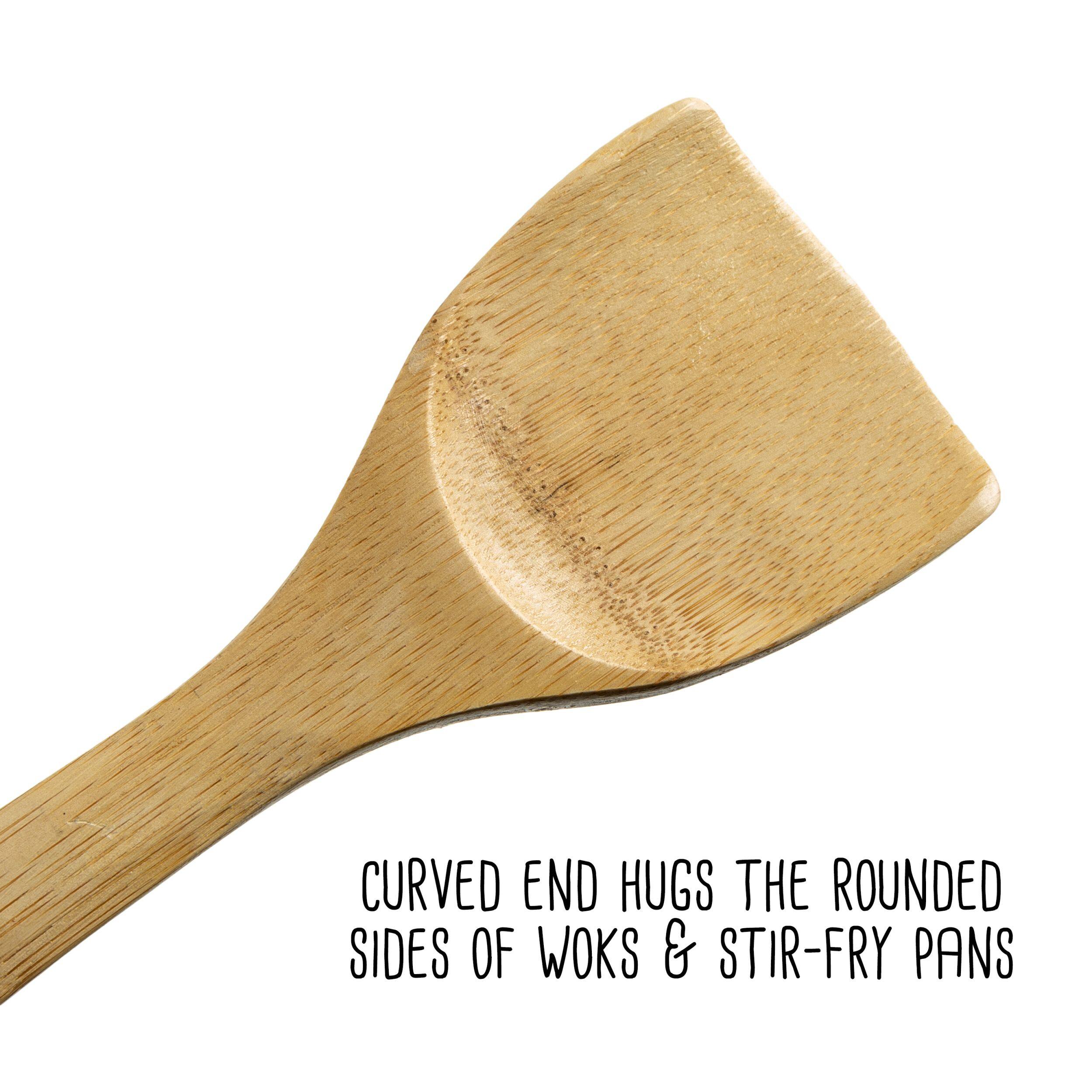 CURVED END HUGS THE ROUNDED SIDES OF WOKS & STIR-FRY PANS