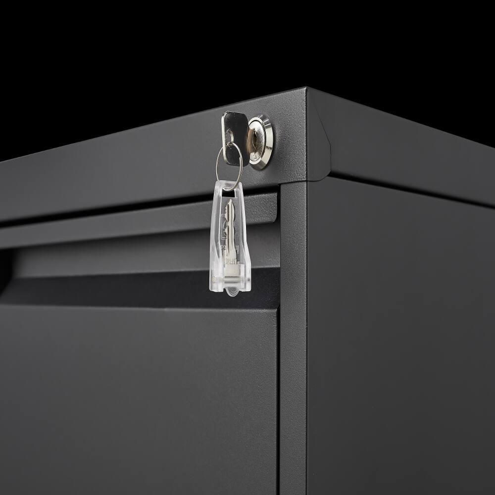 Alt View 3. Loheer - Loheer 3 Drawer Locking File Cabinet Steel Vertical Storage Black.