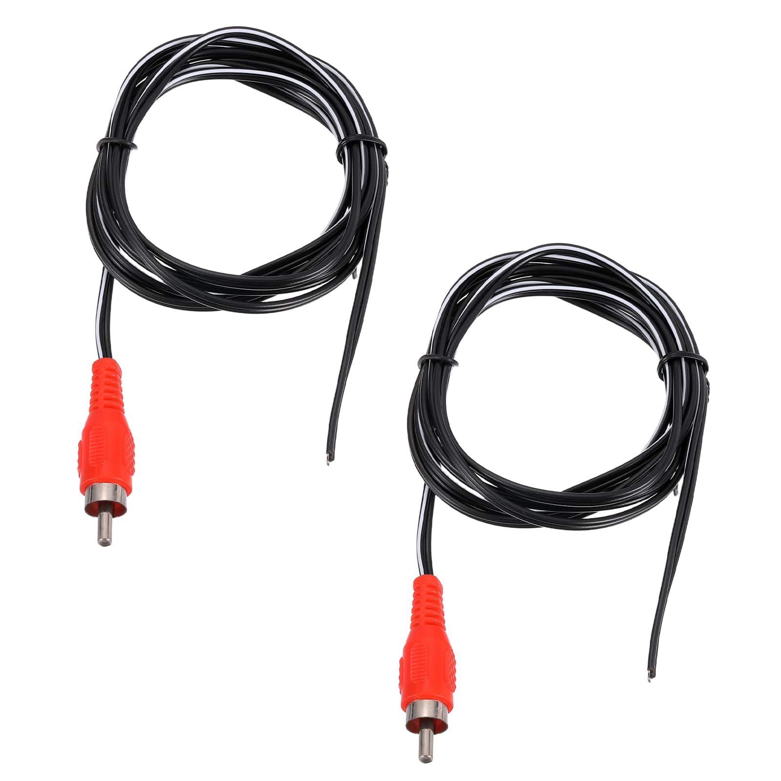 Unique Bargains - 2pcs 5ft RCA Audio Subwoofer Cable, 1 RCA Male Plug to Bare Wire Open End Audio Video Speaker for Amplifier Home Theater - Red