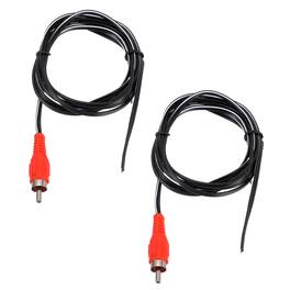 Unique Bargains - 2pcs 5ft RCA Audio Subwoofer Cable, 1 RCA Male Plug to Bare Wire Open End Audio Video Speaker for Amplifier Home Theater - Red