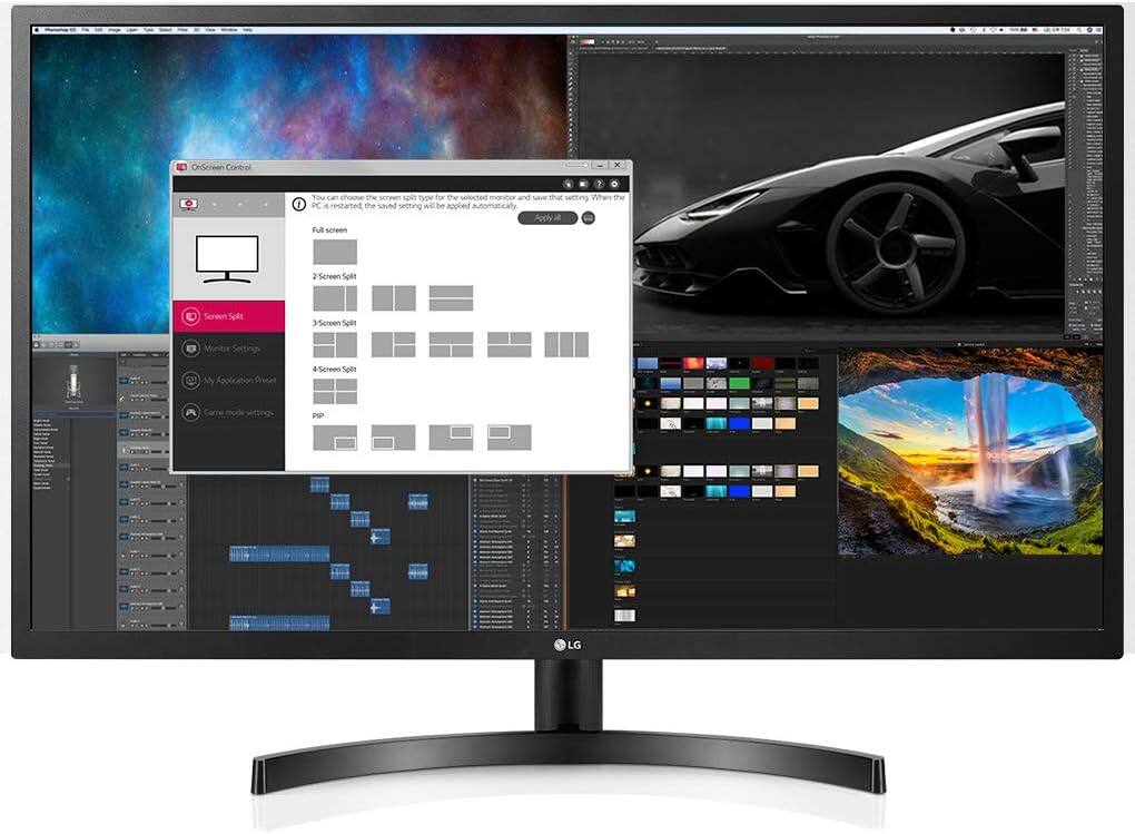 OrfScreen Control

You can choose the screen split type for the selected monitor and save that setting. When the PC is restarted, the saved setting will be applied automatically.

Apply

Screen Split

- Full screen
- 2-Screen Split
- 3-Screen Split
- 4-Screen Split

Monitor Settings
My Application Preset
Game mode settings

LG