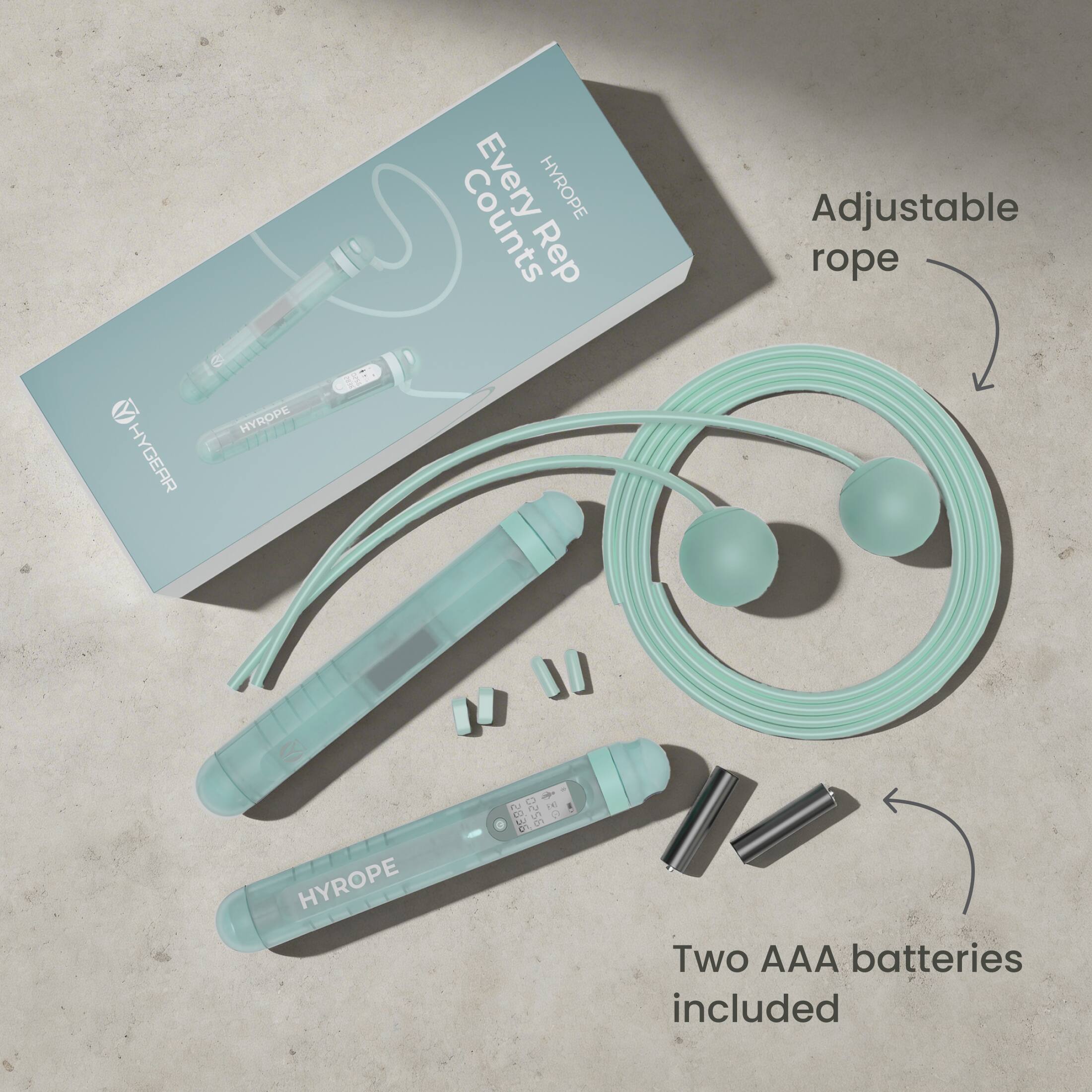HYROPE Adjustable rope  
Every Rep Counts  
Two AAA batteries included