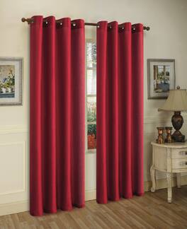 J&V TEXTILES - 2 Panels Solid Grommet Faux Silk Window Curtain Drapes Treatment 58" Wide and 84" Length - 2-MIRA BURGUNDY