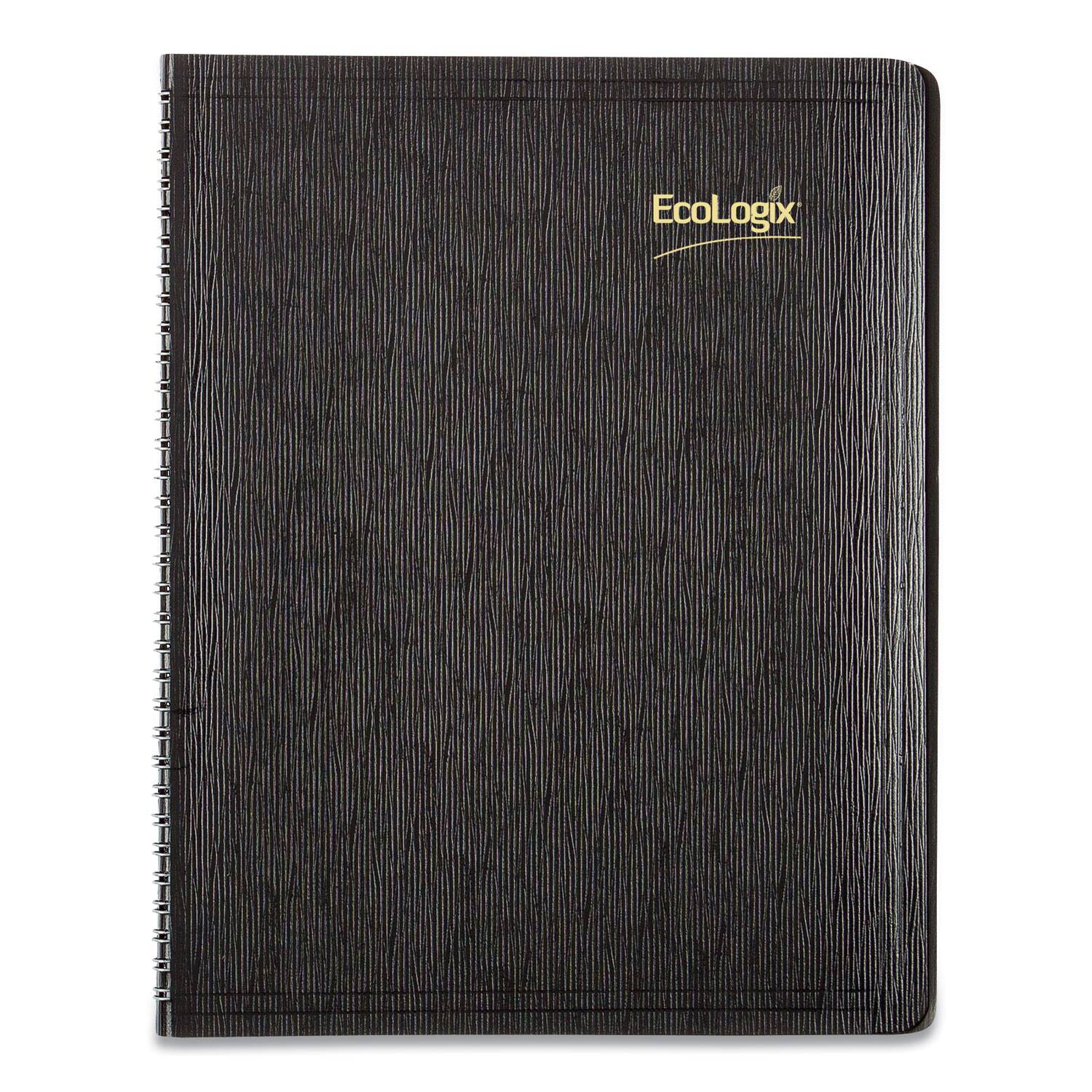 Left. Brownline - EcoLogix Recycled Monthly Planner EcoLogix Artwork 11 x 8.5 Black Cover 14 Month Dec 2025 to Jan 2027.