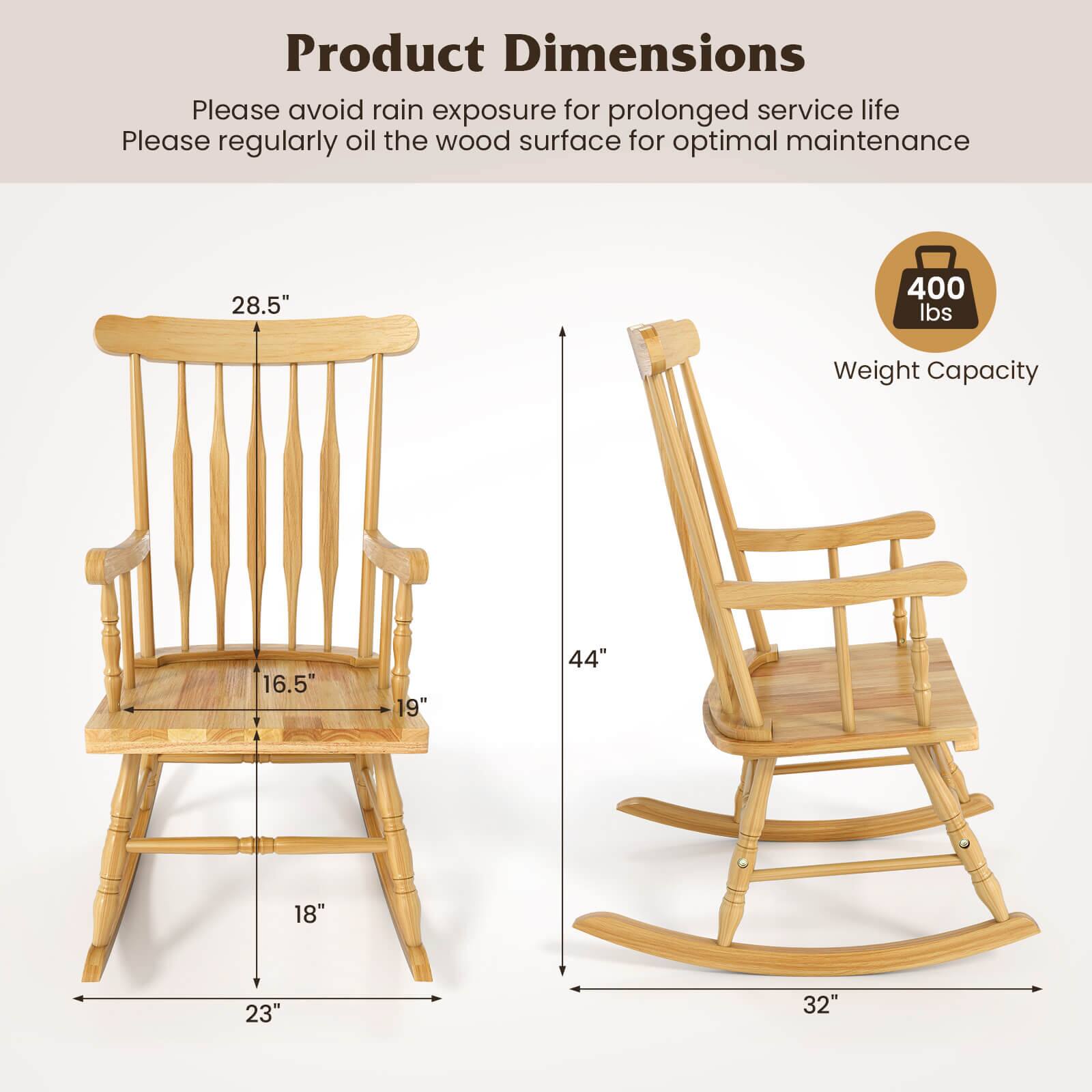 Product Dimensions

Please avoid rain exposure for prolonged service life
Please regularly oil the wood surface for optimal maintenance

28.5"
16.5"
19"
44"
18"
23"
32"

400 lbs Weight Capacity