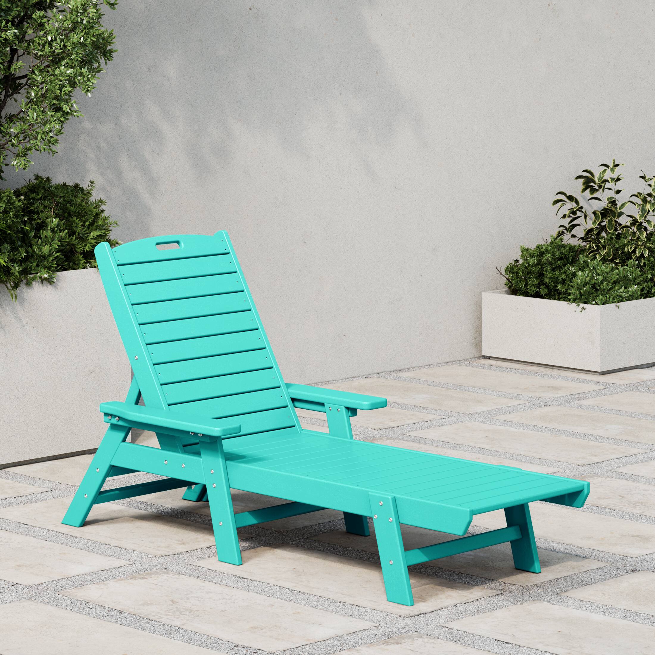 Angle. WestinTrends - WestinTrends Malibu Poly Reclining Chaise Lounge - Turquoise.