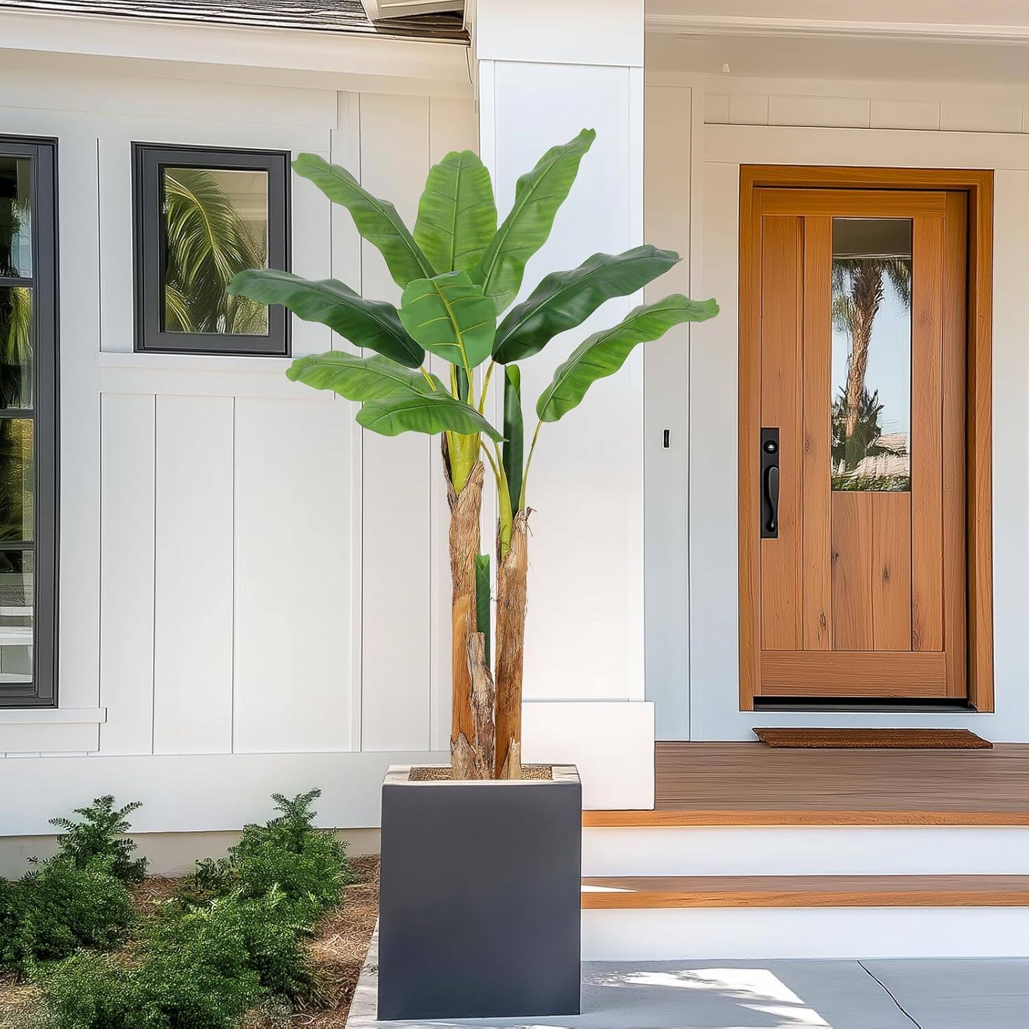 Alt View 5. Acekool - 5 ft Artificial Banana Tree ,Large Artificial Tree Faux Plants for Home Office Outdoor Decor - Green.