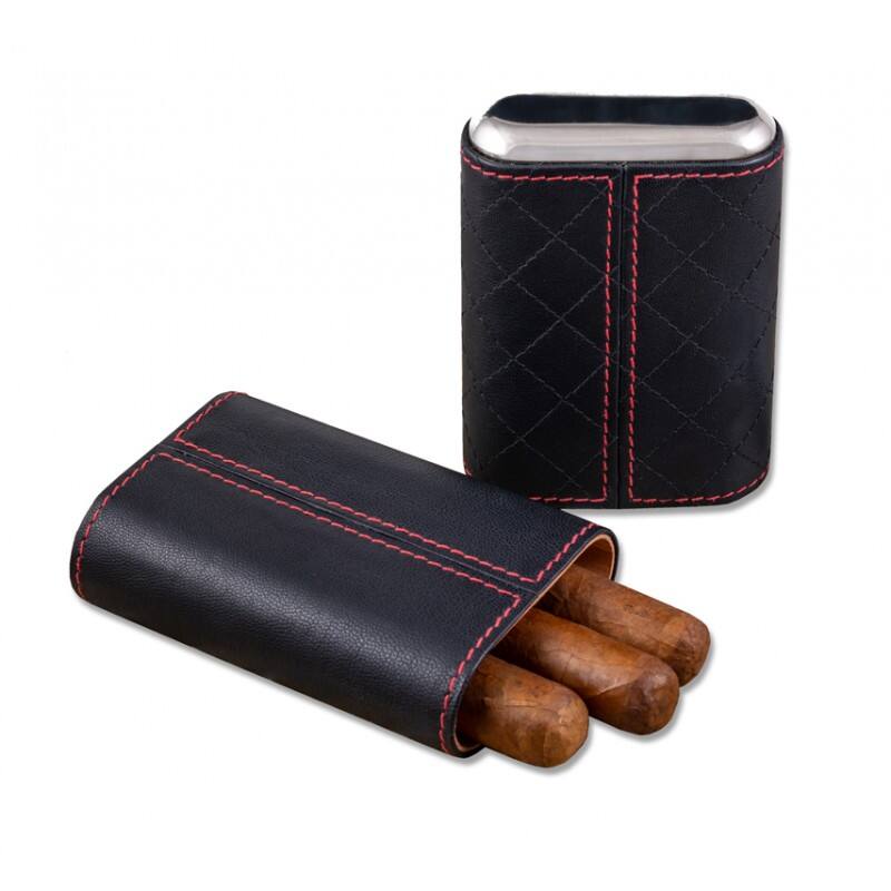 Angle. Prestige - Drexel Diamond Stitch Case (Black) - Black Leather Finish.