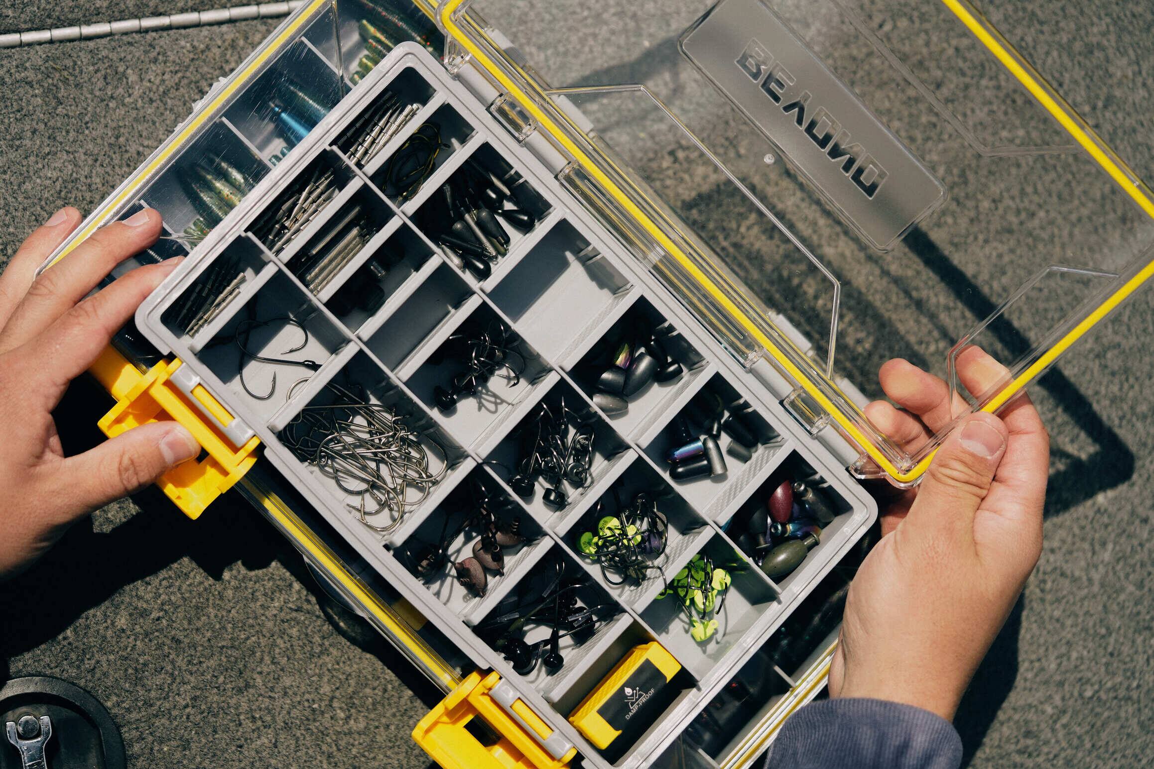 Alt View 10. Beyond Braid - DryLock Waterproof Tackle Box, Watertight 3600 & 3700 Tackle Trays with Dual-Latch Seal, Adjustable Removable Dividers - Black, Yellow.