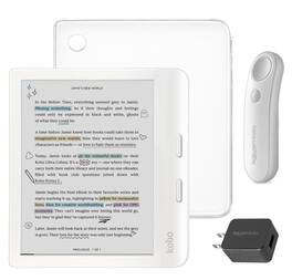 Kobo - Libra Colour (White) eReader with White Remote & AC Bundle - 2024 - Clear Case