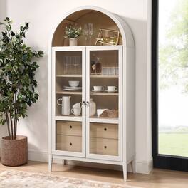 Nolan 74" Tall Wide Arched Storage Display Cabinet by Modway - Ivory Oak