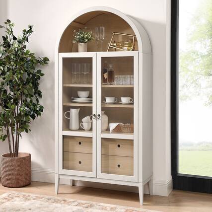 Front. Modway - Nolan 74" Tall Wide Arched Storage Display Cabinet by Modway - Ivory Oak.