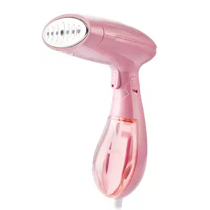Front. Cluzine - Pink Handheld Garment Steamer, 1300W, 30s Fast Heat, Foldable for Travel - Grey.