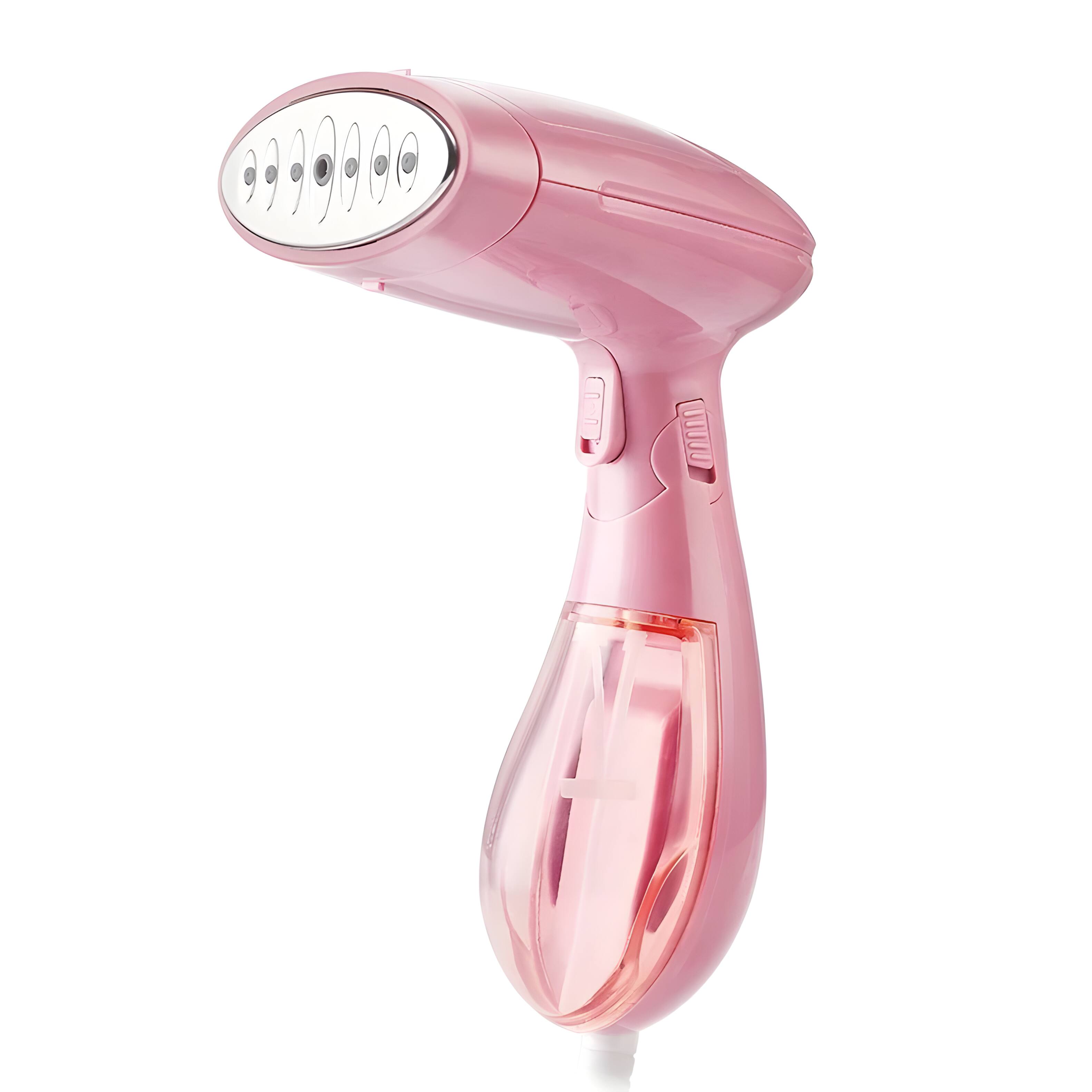 Front. Cluzine - Pink Handheld Garment Steamer, 1300W, 30s Fast Heat, Foldable for Travel - Grey.
