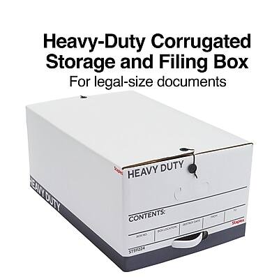 Heavy-Duty Corrugated Storage and Filing Box  
For legal-size documents  

EAN: DUTY HEAVY DUTY  

CONTENTS:  
STAPLES STS9224