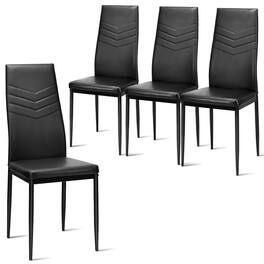Kadyn - Modern High Back Dining Room Side Chair, Lounge Chair Set of 4 with PVC Leather and Non-Slip Feet Pads - Black