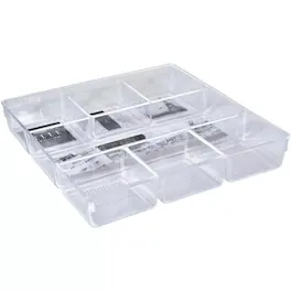 Elle - Acrylic Drawer Organizer, 6-Section Makeup Tray Storage for Beauty Essentials Bathrooms Countertops and Drawer - Clear