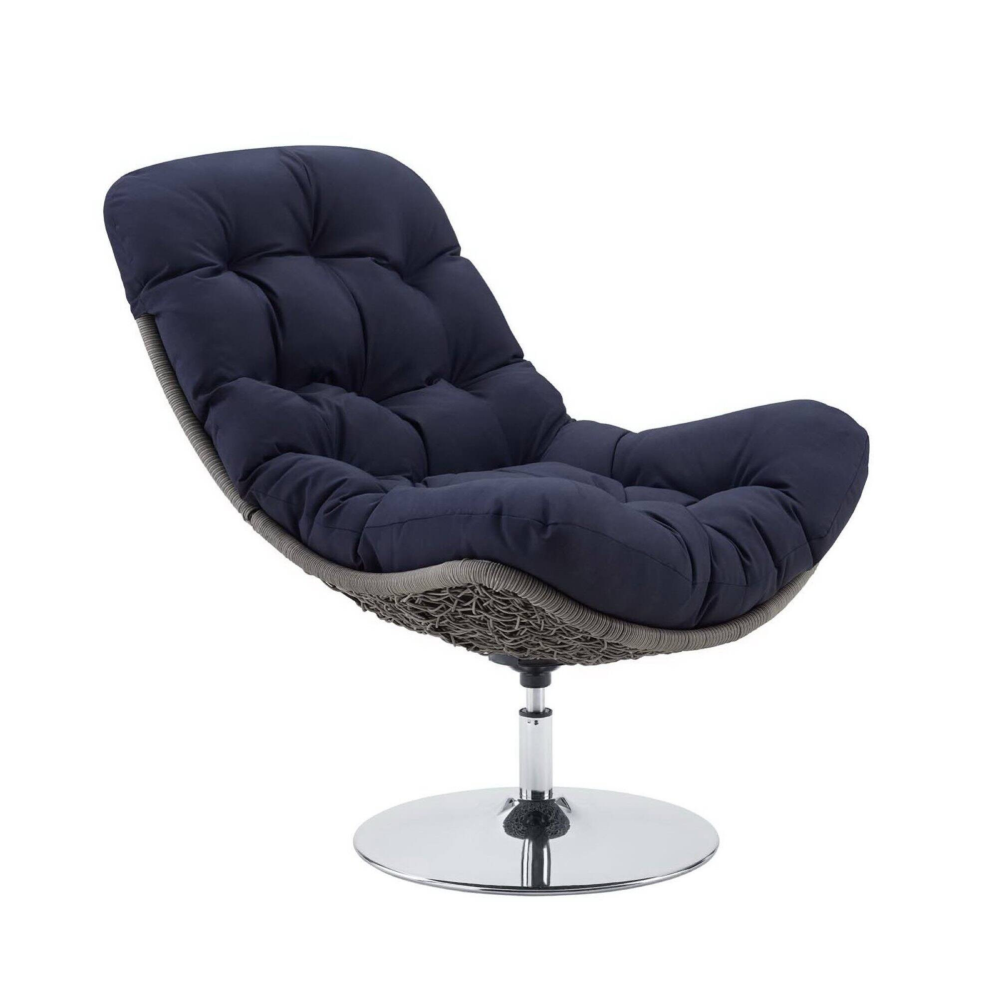 Angle. Modway - Brighton Wicker Rattan Outdoor Patio Swivel Lounge Chair by Modway - Light Gray Navy.
