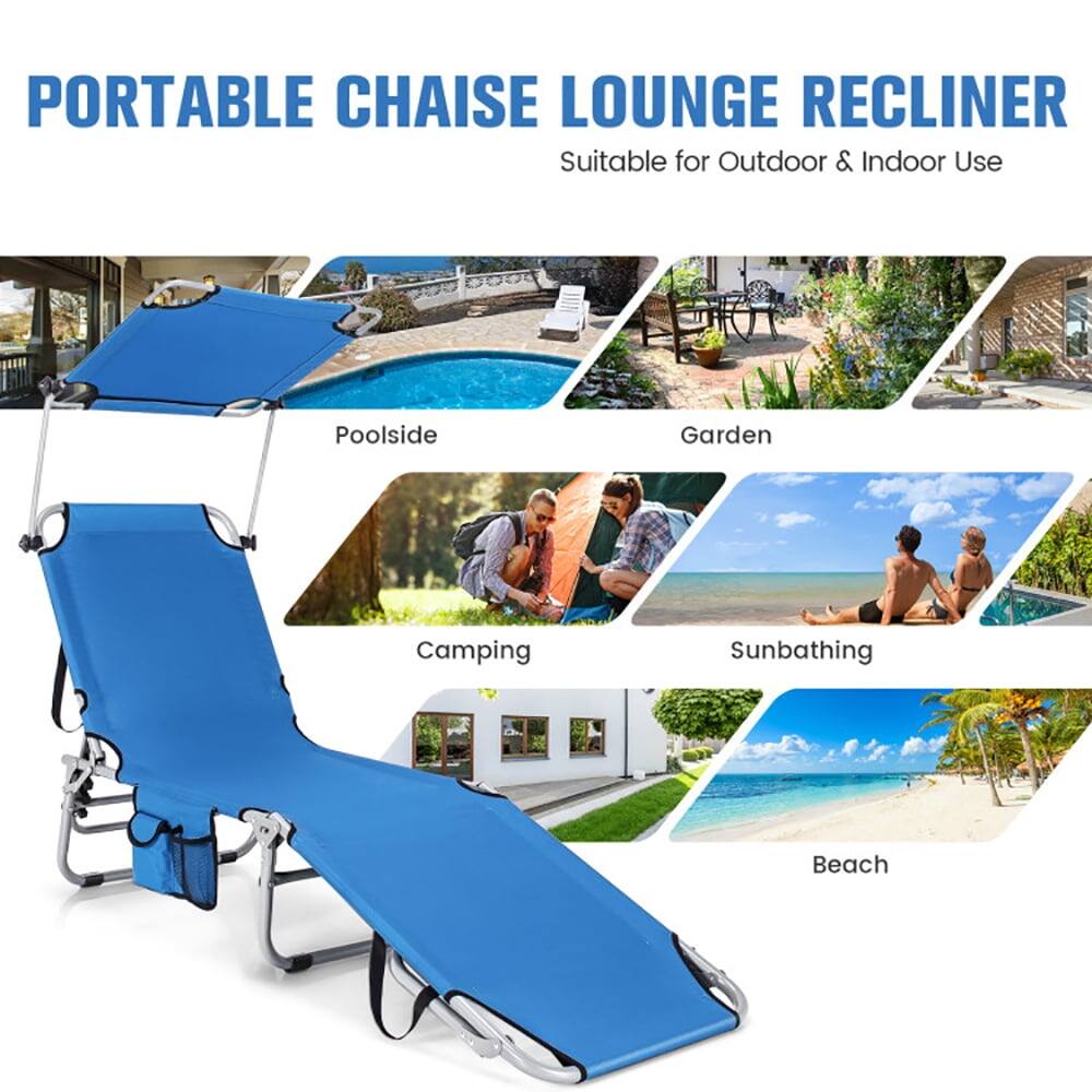 PORTABLE CHAISE LOUNGE RECLINER  
Suitable for Outdoor & Indoor Use  
Poolside  
Garden  
Camping  
Sunbathing  
Beach