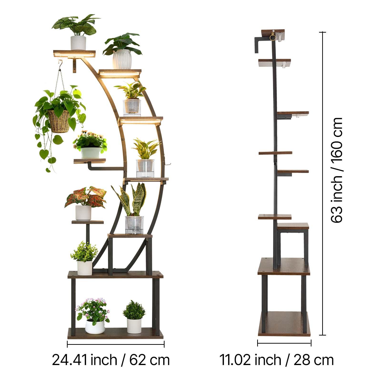- Height: 63 inch / 160 cm
- Width: 24.41 inch / 62 cm
- Depth: 11.02 inch / 28 cm