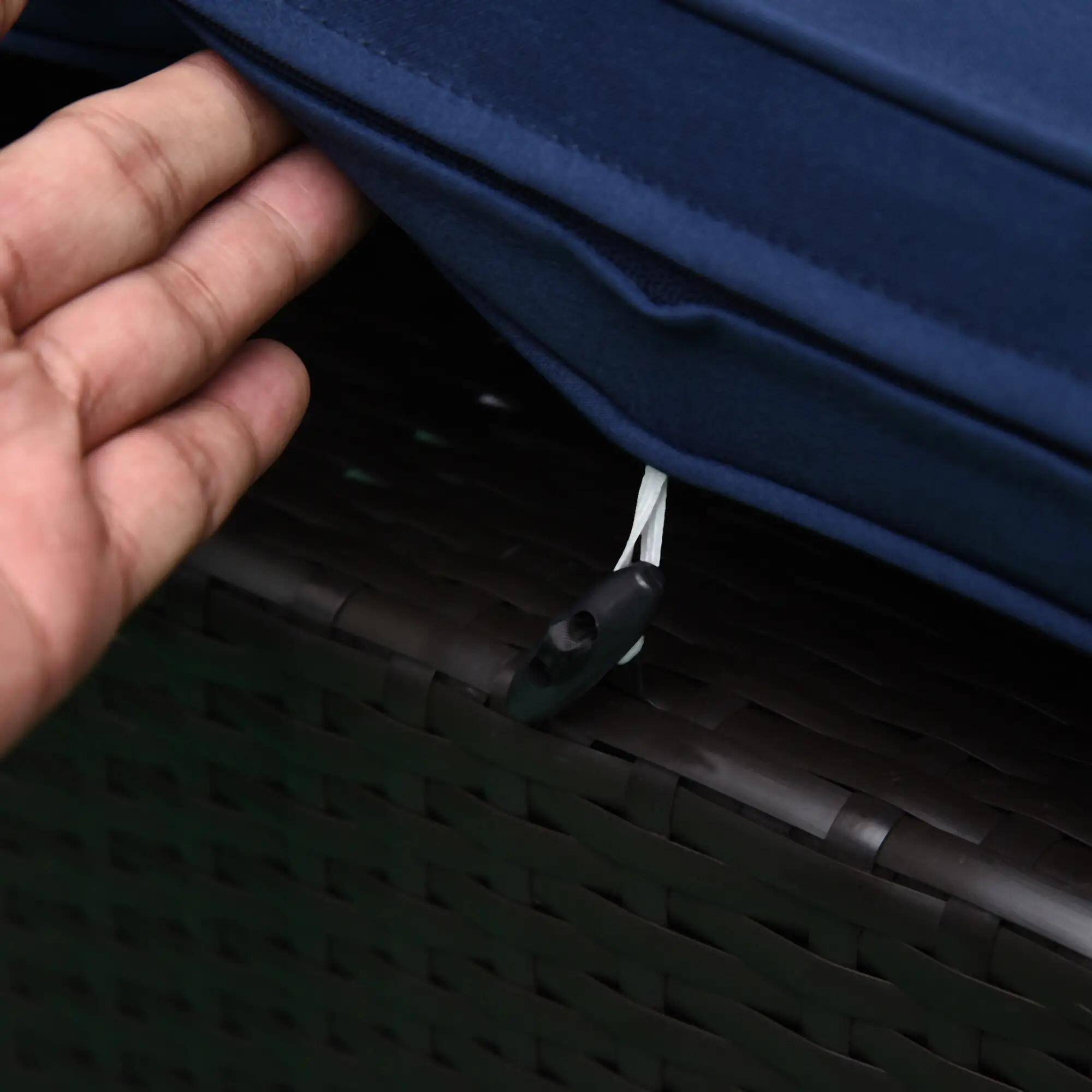 Back. Resenkos - Resenkos 7-Piece Rattan Sectional Set, Outdoor Sectional Furniture, PE Rattan, Blue - Blue.