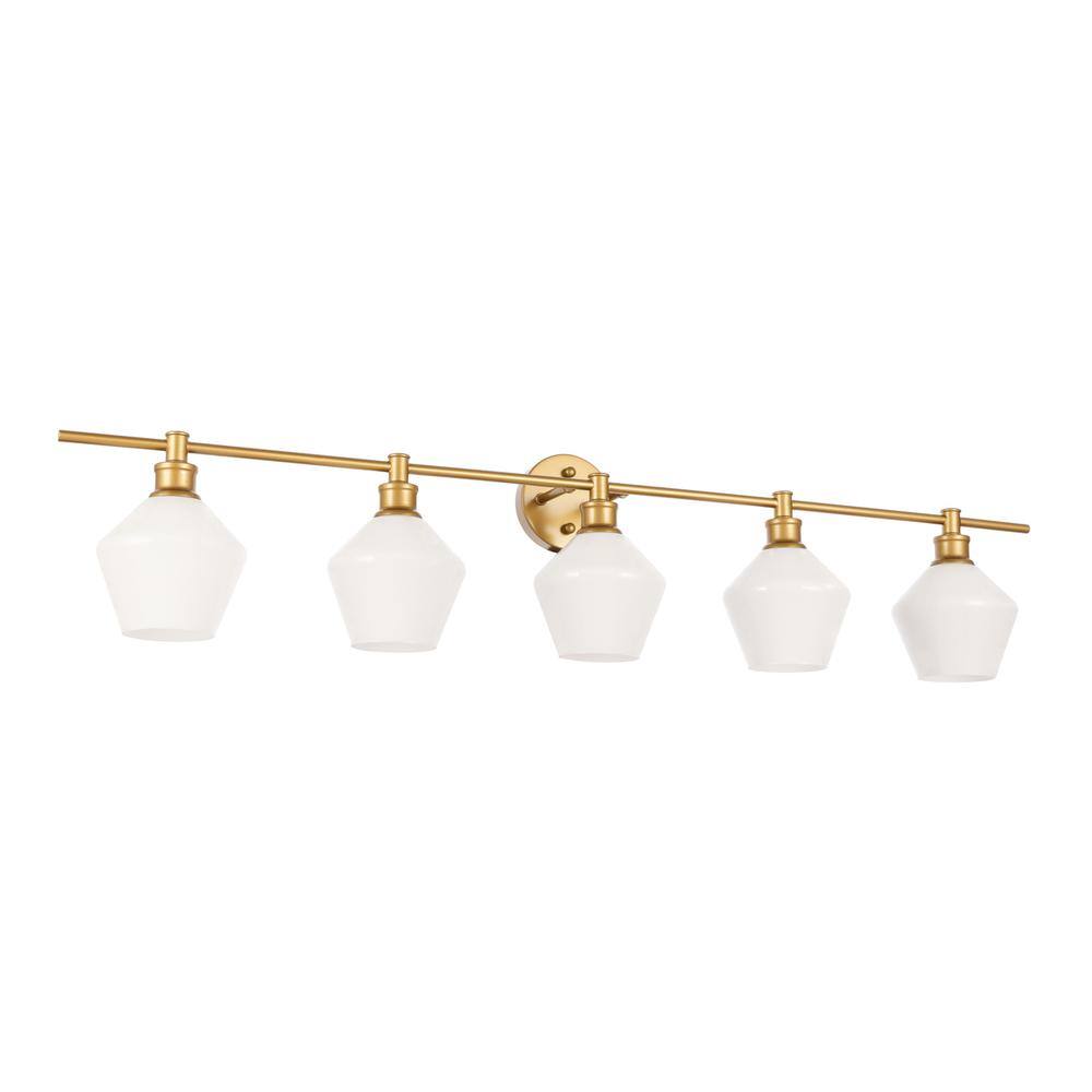 Left. Living District - Gene 5 light Brass and Frosted white glass Wall sconce - Brass And Frosted White Glass.