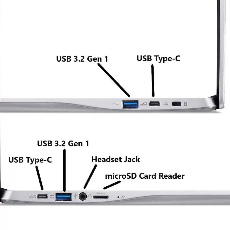 USB 3.2 Gen 1  
USB Type-C  
USB 3.2 Gen 1  
USB Type-C  
Headset Jack  
microSD Card Reader